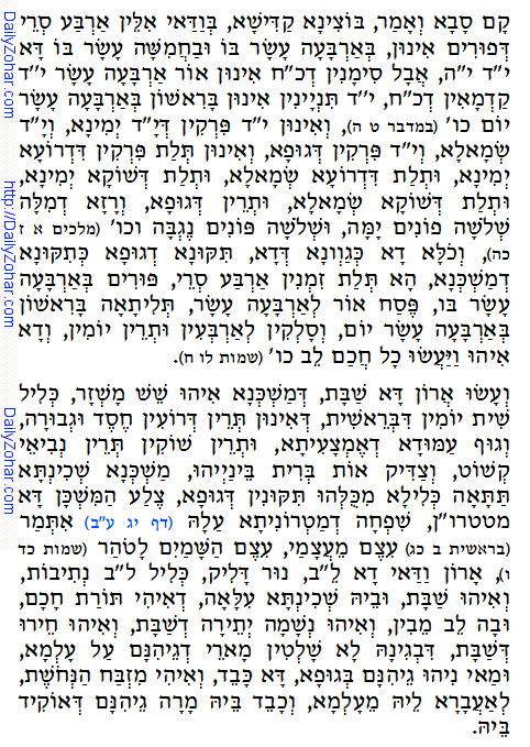 Daily Zohar -60. Scanning from right to left top to bottom Holy Zohar text. Daily Zohar -60.